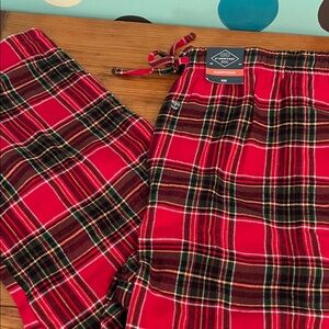 St. John's Bay Red Plaid Lounge Pants with Green and Black Accents